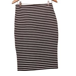 Merona Black & White Striped Straight Skirt Sz 2